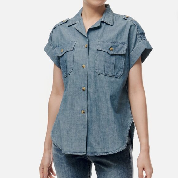 Ralph Lauren Denim Collared Button Down Blue Shirt Petite Small PS - Picture 1 of 9